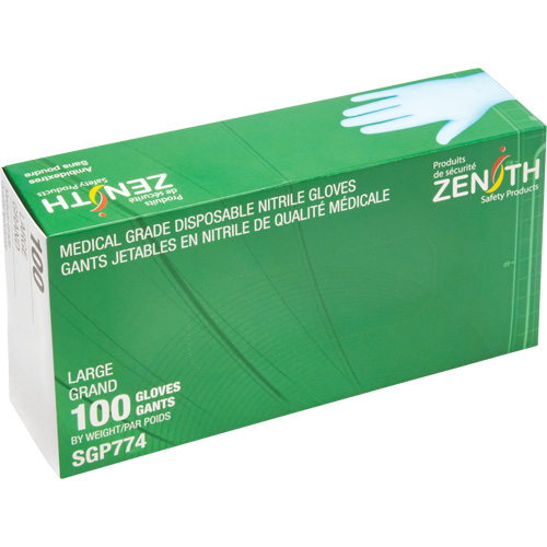 Gants jetables de calibre m&eacute;dical r&eacute;sistants &agrave; la perforation, Grand, Nitrile, 4,5 mils, Sans poudre, Bleu, Classe 2 Nuna Depot Inc.