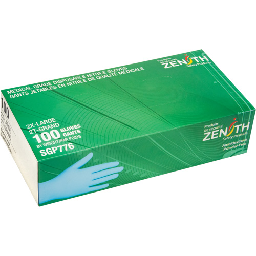 Gants jetables de calibre m&eacute;dical r&eacute;sistants &agrave; la perforation, 2T-Grand, Nitrile, 4,5 mils, Sans poudre, Bleu, Classe 2 Nuna Depot Inc.