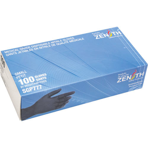 Puncture-Resistant Medical-Grade Disposable Gloves, Small, Nitrile, 5-mil, Powder-Free, Black, Class 2 Nuna Depot Inc.
