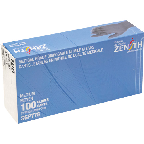 Gants jetables de calibre m&eacute;dical r&eacute;sistants &agrave; la perforation, Moyen, Nitrile, 5 mils, Sans poudre, Noir, Classe 2 Nuna Depot Inc.