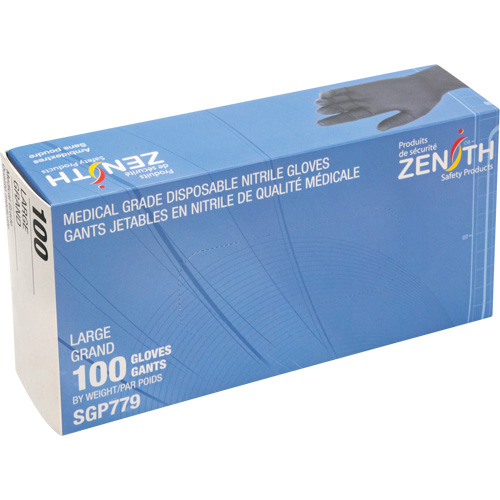 Puncture-Resistant Medical-Grade Disposable Gloves, Large, Nitrile, 5-mil, Powder-Free, Black, Class 2 Nuna Depot Inc.