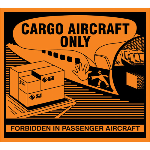 "Cargo Aircraft Only" Handling Labels, 4-3/4" L x 4-1/4" W, Orange Nuna Depot Inc.