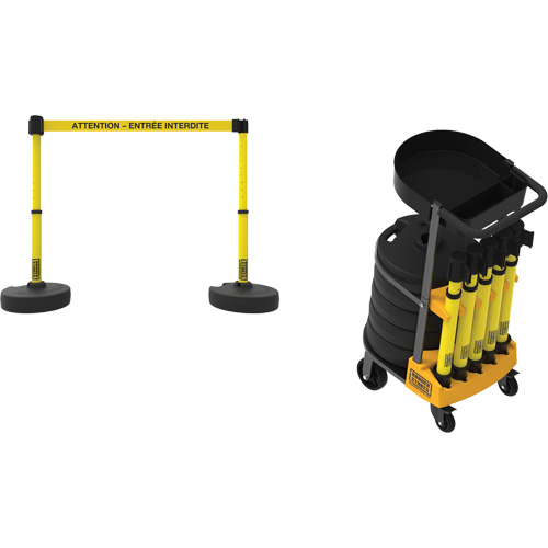 Plus Portable Barrier System Cart Package with Tray, 75' L, Metal/Plastic, Yellow Nuna Depot Inc.