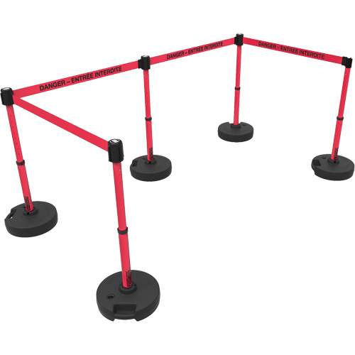 Ensemble de montants pour barri&egrave;re Plus, Plastique, 42" h, Ruban Rouge, Longueur du ruban 15' Nuna Depot Inc.
