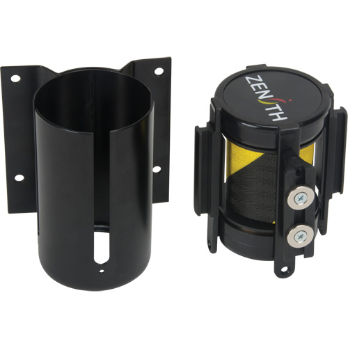 Wall Mount Barrier with Magnetic Tape, Steel, Screw Mount, 7', Black and Yellow Tape Nuna Depot Inc.