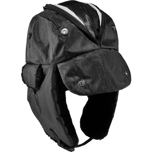 N-Ferno&reg; Zippered Trapper Hat, Polyurethane/Satin Lining, Medium/Small, Black Nuna Depot Inc.