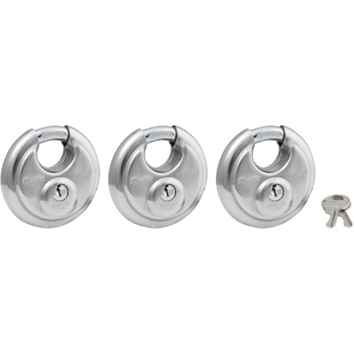 Shrouded Disc Padlock, Silver, Keyed Alike, Stainless Steel, 2-3/4" Width Nuna Depot Inc.