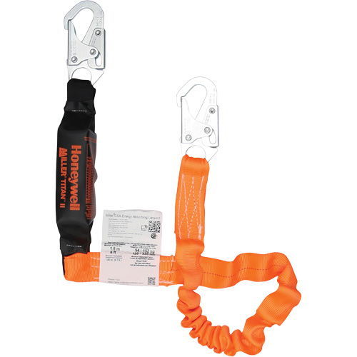 Titan Energy-Absorbing Lanyard, 6', Locking Snap Hook Center, Locking Snap Hook Leg Ends, Polyester Nuna Depot Inc.