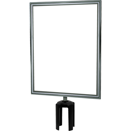 Heavy-Duty Vertical Sign Holder with Tensabarrier&reg; Post Adapter, Polished Chrome Nuna Depot Inc.