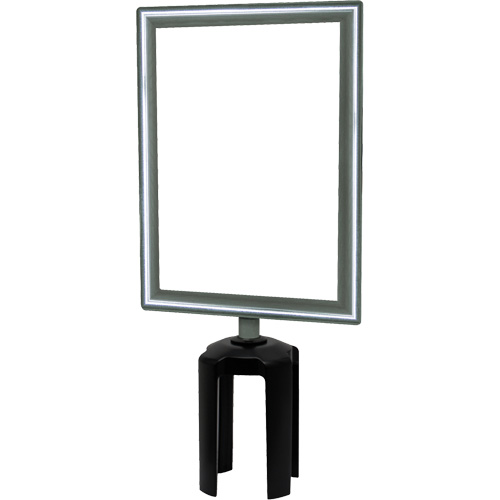 Heavy-Duty Vertical Sign Holder with Tensabarrier&reg; Post Adapter, Polished Chrome Nuna Depot Inc.