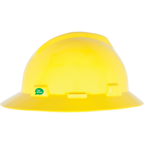 Casque de s&eacute;curit&eacute; &agrave; bord complet V-Gard GREEN avec fentes, R&eacute;pond aux normes CSA type 1, Suspension Rochet Nuna Depot Inc.