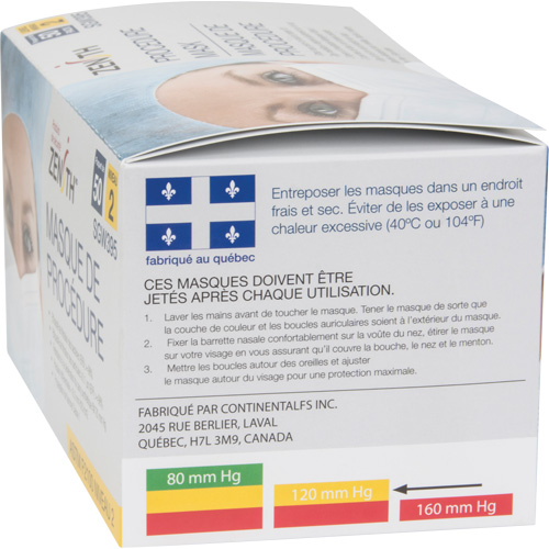 Masques d'intervention jetables, ASTM F2100 Niveau 2, Classe 1 Nuna Depot Inc.