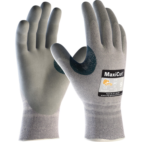 Gants r&eacute;sistants aux coupures en tricot sans coutures ATG MaxiCut 5, Taille T-petit, Calibre 13, Rev&ecirc;tement Mousse de nitrile, Enveloppe en Dyneema/Nylon, ASTM ANSI niveau A4/EN 388 niveau 4/EN 388 niveau C Nuna Depot Inc.