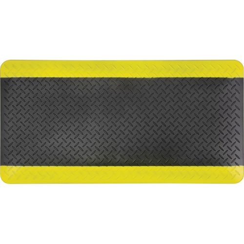 Anti-Fatigue Matting, Diamond, 1-2/3' x 3-1/4' x 3/4", Black/Yellow, Polyurethane Nuna Depot Inc.