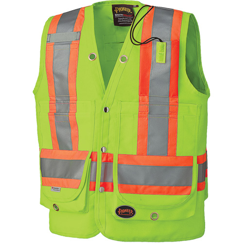 6696 Surveyor's Safety Vest, High Visibility Lime-Yellow, Large, Polyester Nuna Depot Inc.