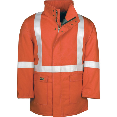Parka dhiver &agrave; doublure matelass&eacute;e AllOut Westex UltraSoft avec bandes r&eacute;fl&eacute;chissantes, Moyen (grande taille), Orange haute visibilit&eacute;, 46 cal/cm² Nuna Depot Inc.