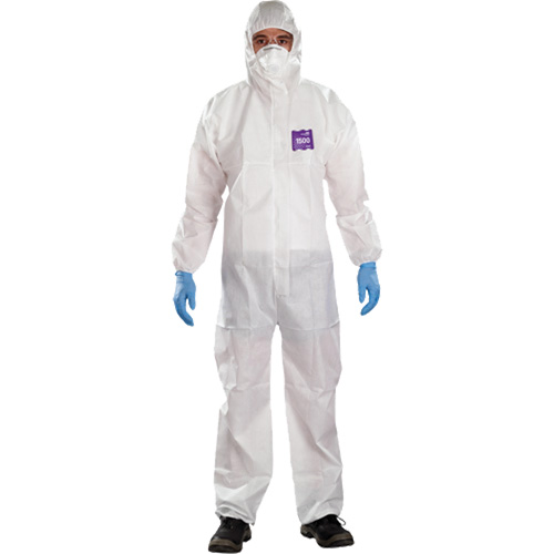 Combinaison 3 pi&egrave;ces avec capuchon AlphaTec Microchem r&eacute;sistant aux produits chimiques, 2T-Grand, Blanc Nuna Depot Inc.