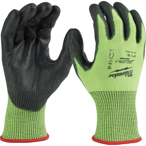 Gants &agrave; haute visibilit&eacute; enduits par trempage, Taille Petit, Calibre 15, Rev&ecirc;tement Polyur&eacute;thane, Enveloppe en Poly&eacute;thyl&egrave;ne, ASTM ANSI niveau A5 Nuna Depot Inc.