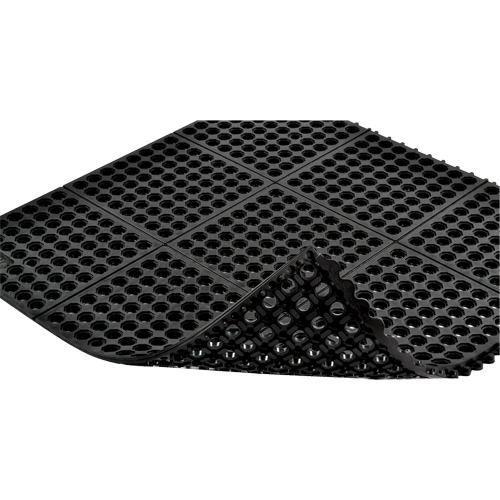 Cushion-Ease&reg; 550 Interlocking Anti-Fatigue Mat, Slotted, 3' x 3' x 3/4", Black, Rubber Nuna Depot Inc.