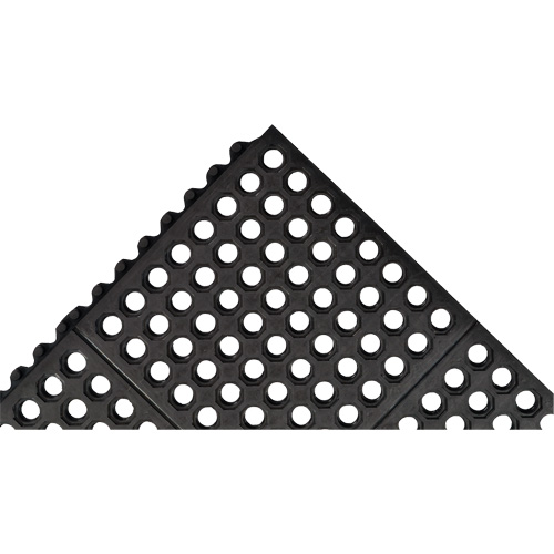Cushion-Ease&reg; 550 Interlocking Anti-Fatigue Mat, Slotted, 3' x 3' x 3/4", Black, Rubber Nuna Depot Inc.