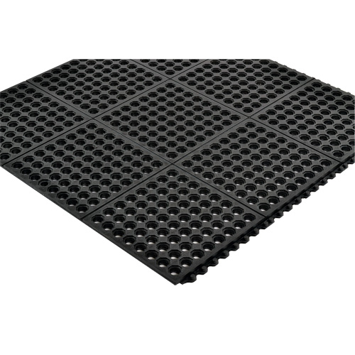 Cushion-Ease&reg; 550 Interlocking Anti-Fatigue Mat, Slotted, 3' x 3' x 3/4", Black, Rubber Nuna Depot Inc.
