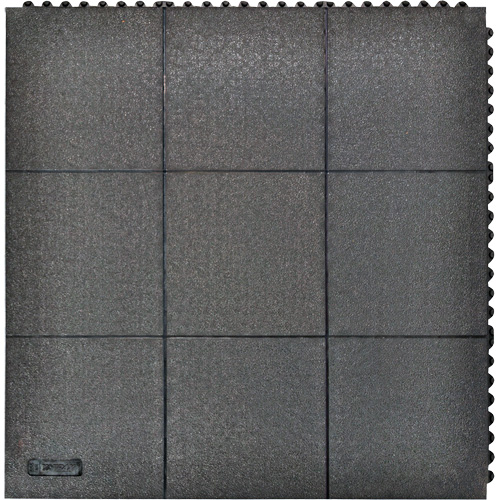 Tapis antifatigue &agrave; imbrication Cushion-Ease, Rugueux, 3' x 3' x 3/4", Noir, Caoutchouc naturel Nuna Depot Inc.
