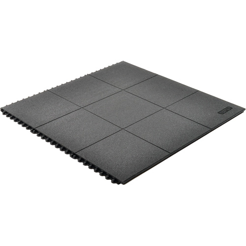 Tapis antifatigue &agrave; imbrication Cushion-Ease, Rugueux, 3' x 3' x 3/4", Noir, Caoutchouc naturel Nuna Depot Inc.