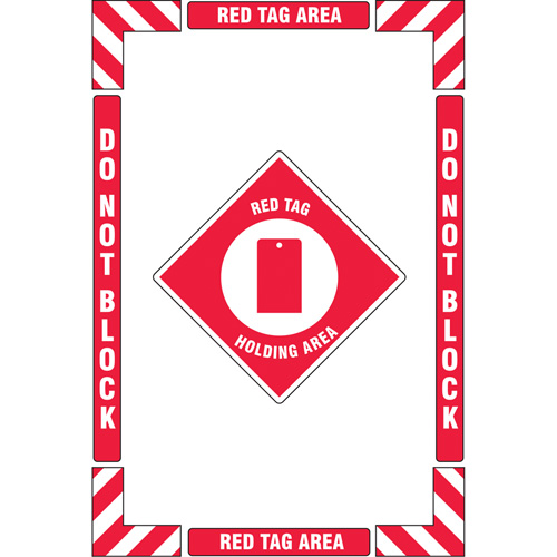 Trousse de marquage du sol ?Red Tag Holding Area? (zone de stockage des &eacute;tiquettes rouges), Adh&eacute;sif, Anglais avec pictogramme Nuna Depot Inc.
