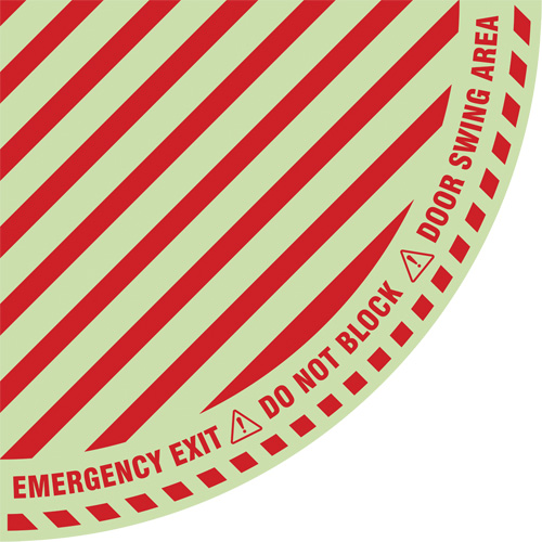 Signalisation au sol ?Emergency Exit? (sortie de secours) pour porte battante en quart de cercle, Adh&eacute;sif, Anglais avec pictogramme Nuna Depot Inc.