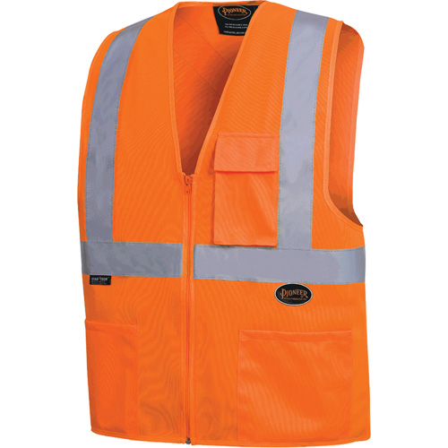6962 Zipper Front Safety Vest with 2" Tape, High Visibility Orange, Medium, Polyester Nuna Depot Inc.