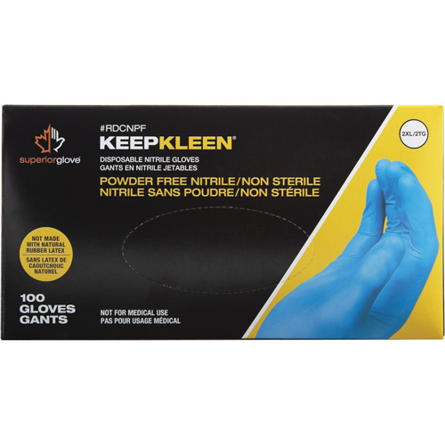 Gants jetables KeepKleen, Petit, Nitrile, 2,8 mil, Sans poudre, Bleu Nuna Depot Inc.