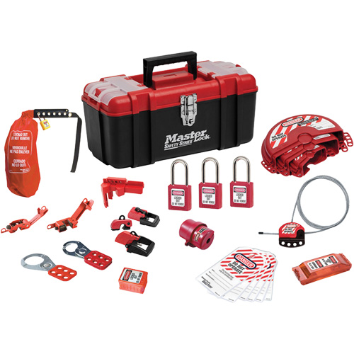 Trousse de cadenassage standard avec cadenas en thermoplastique Zenex, Ensemble &eacute;lectrique/Vanne, 27 composants compris Nuna Depot Inc.