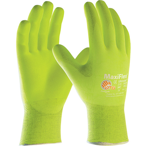 ATG MaxiFlex&reg; Ultimate High Visibility Seamless Gloves, Large, Nitrile Coating, 15 Gauge, Nylon/Elastane Shell Nuna Depot Inc.