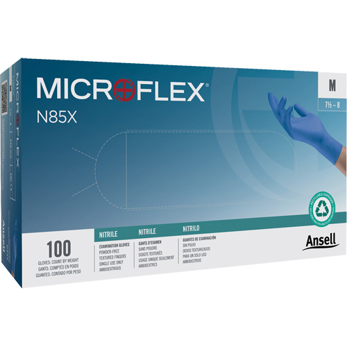 Gants Microflex N85, T-petit, Nitrile, 3,5 mils, Sans poudre, Bleu, Classe 2 Nuna Depot Inc.