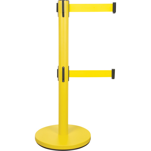 Dual Belt Crowd Control Barrier, Steel, 35" H, Yellow Tape, 7' Tape Length Nuna Depot Inc.