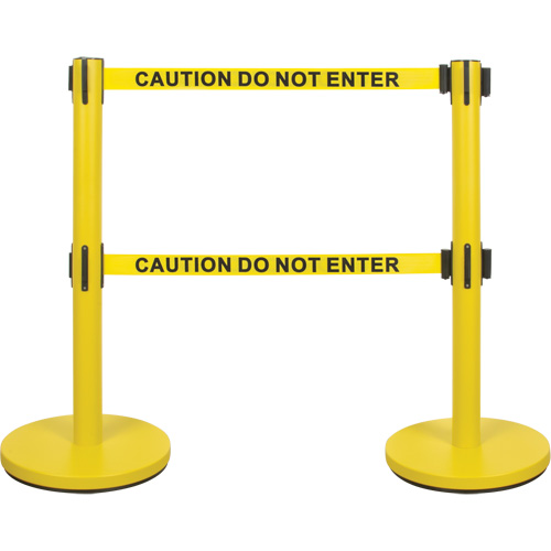 Barri&egrave;re pour le contr&ocirc;le des foules &agrave; courroie double, Acier, 35" h, Ruban Jaune, Longueur du ruban 7' Nuna Depot Inc.