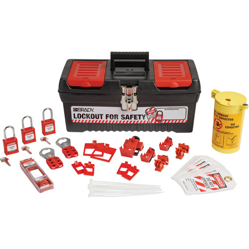 Electrical Lockout Tagout Kit with Nylon Safety Lockout Padlocks in Toolbox, Electrical Kit, 33 Components Nuna Depot Inc.