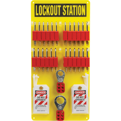 Tableau de cadenassage et &eacute;tiquetage avec cadenas de s&eacute;curit&eacute; en nylon utilisant des cl&eacute;s diff&eacute;rentes, Cadenas Plastique, Capacit&eacute; de 24, Cadenas Compris Nuna Depot Inc.