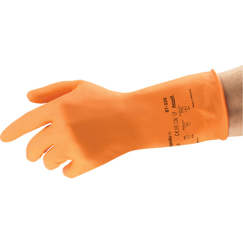 AlphaTec&reg; 87-320 Chemical-Resistant Gloves, Size 9.5, 11.8" L, Rubber Latex, Cotton/Flock-Lined Inner Lining, 17-mil Nuna Depot Inc.