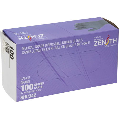 Gants jetables de calibre m&eacute;dical, Grand, Nitrile, 6 mils, Sans poudre, Noir, Classe 2 Nuna Depot Inc.