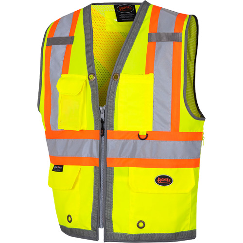 6673 Veste d'arpenteur au dos en maille avec fermeture &agrave; glissi&egrave;re, Jaune lime haute visibilit&eacute;, Petit, Polyester Nuna Depot Inc.