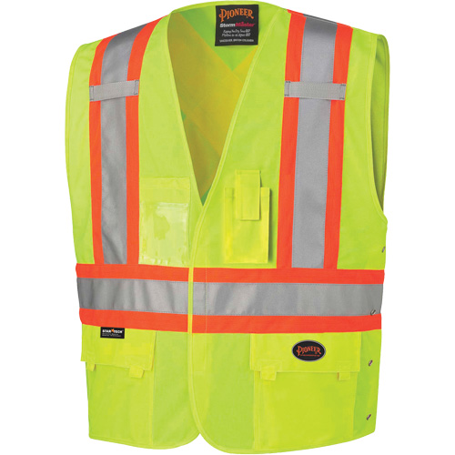 131 Veste de s&eacute;curit&eacute; avec c&ocirc;t&eacute;s r&eacute;glables, Jaune lime haute visibilit&eacute;, Grand/T-Grand, Polyester Nuna Depot Inc.