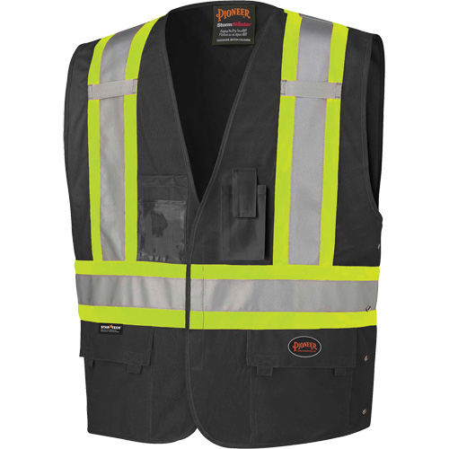 135 Veste de s&eacute;curit&eacute; avec c&ocirc;t&eacute;s r&eacute;glables, Noir, Grand/T-Grand, Polyester Nuna Depot Inc.