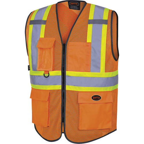 6960 Veste de s&eacute;curit&eacute; &agrave; maille en avant, Orange haute visibilit&eacute;, Moyen, Polyester Nuna Depot Inc.