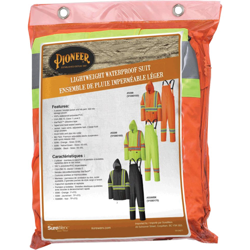 5598 Combinaison de pluie imperm&eacute;able et l&eacute;g&egrave;re, Polyester/PVC, Petit, Orange haute visibilit&eacute; Nuna Depot Inc.