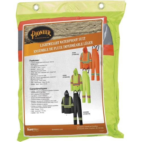 5599 Combinaison de pluie imperm&eacute;able et l&eacute;g&egrave;re, Polyester/PVC, T-petit, Jaune lime haute visibilit&eacute; Nuna Depot Inc.