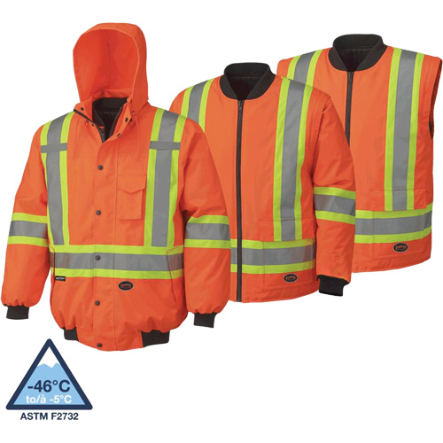 5022 Waterproof 7-in-1 Bomber Jacket, Polyester, High Visibility Orange, X-Small Nuna Depot Inc.