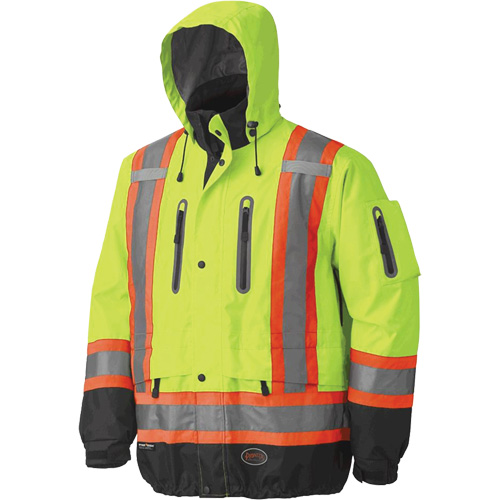5201 Veste imperm&eacute;able et respirante de premi&egrave;re qualit&eacute;, Polyester, Noir/Jaune lime haute visibilit&eacute;, Grand Nuna Depot Inc.