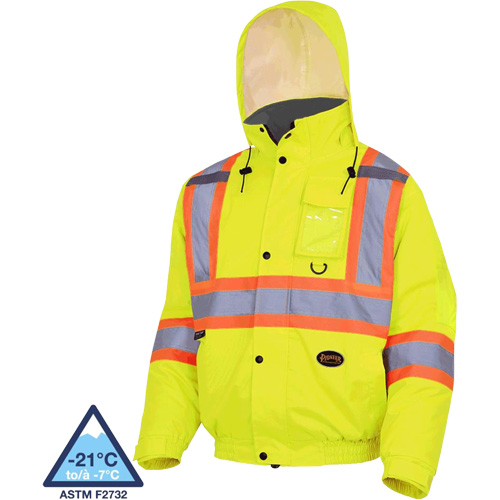 5033 Veste aviateur de s&eacute;curit&eacute; imperm&eacute;able et matelass&eacute;e pour l'hiver, Polyester, Jaune lime haute visibilit&eacute;, Petit Nuna Depot Inc.