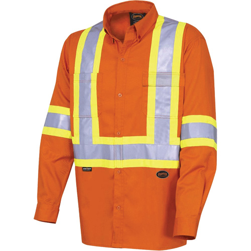 4441 Chemise de s&eacute;curit&eacute; &agrave; manches longues ultra respirante, Coton, Petit, Orange haute visibilit&eacute; Nuna Depot Inc.